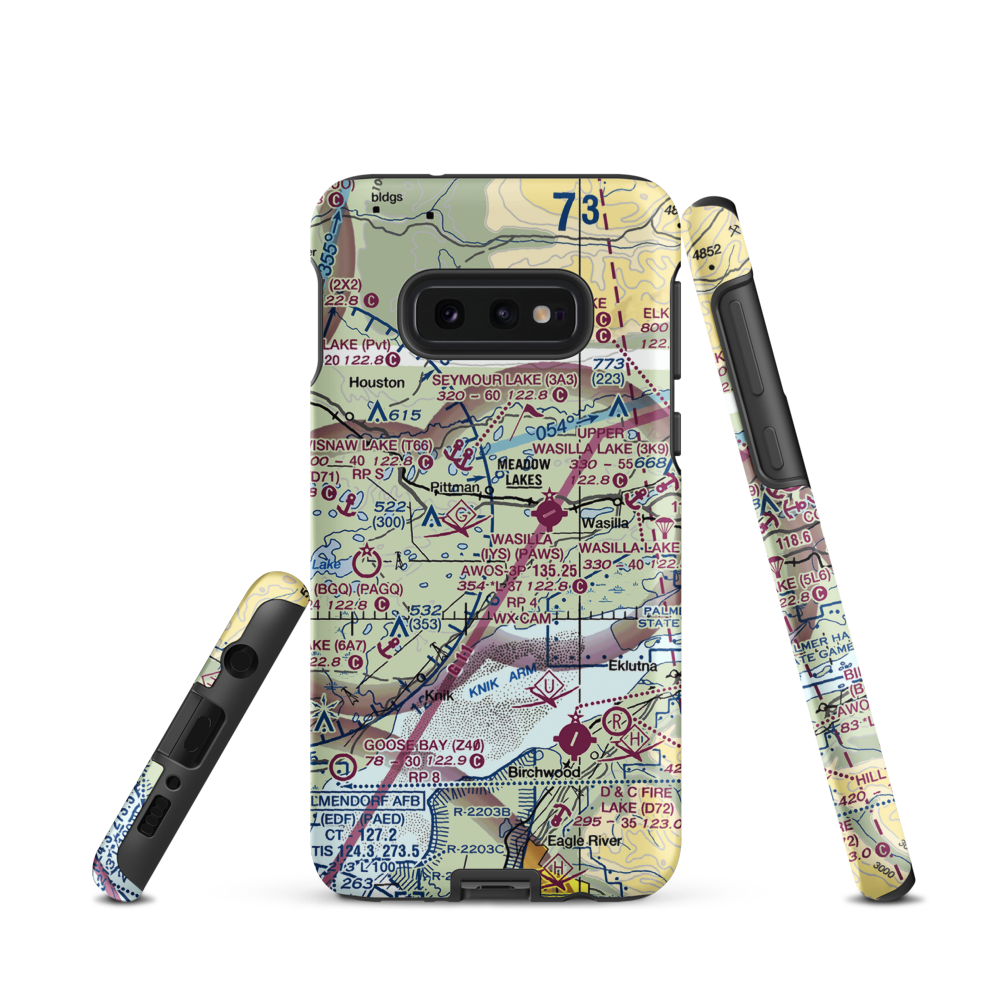 Grebe Lake Airport (AK45) VFR Sectional Samsung Phone Case Samsung Galaxy S10 Plus model shown