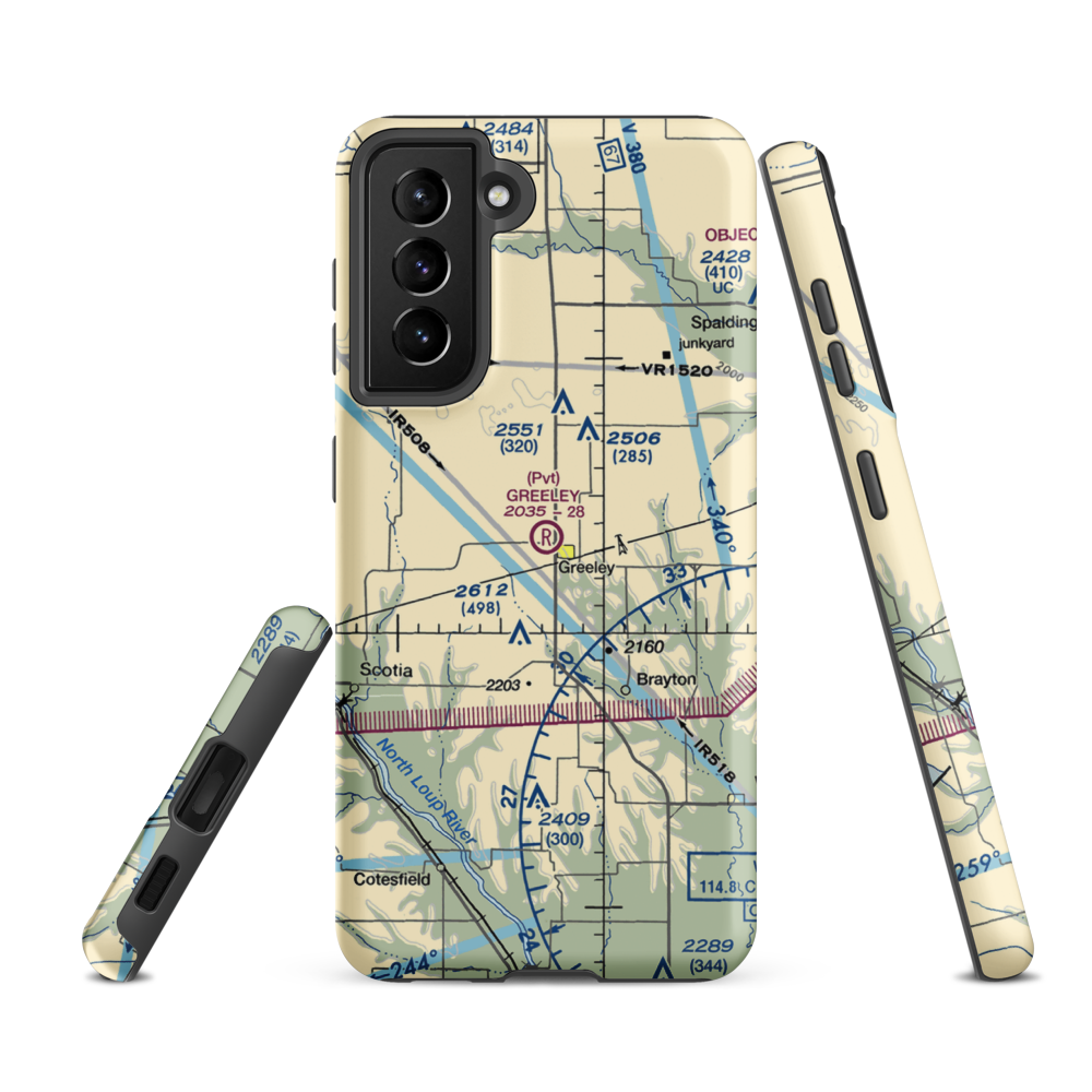 Greeley Municipal Airport (99Y) VFR Sectional Samsung Phone Case Samsung Galaxy S21 FE model shown