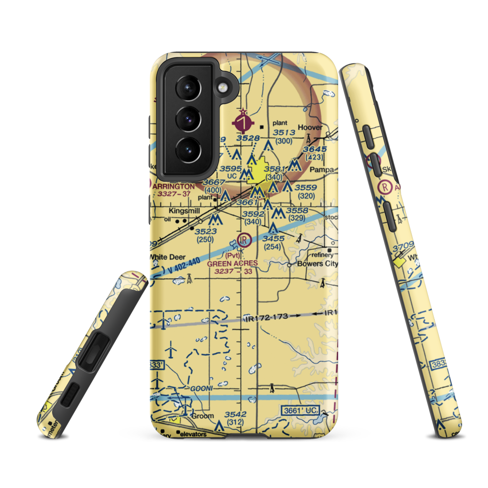 Green Acres Airfield (XS28) VFR Sectional Samsung Phone Case Samsung Galaxy S21 FE model shown