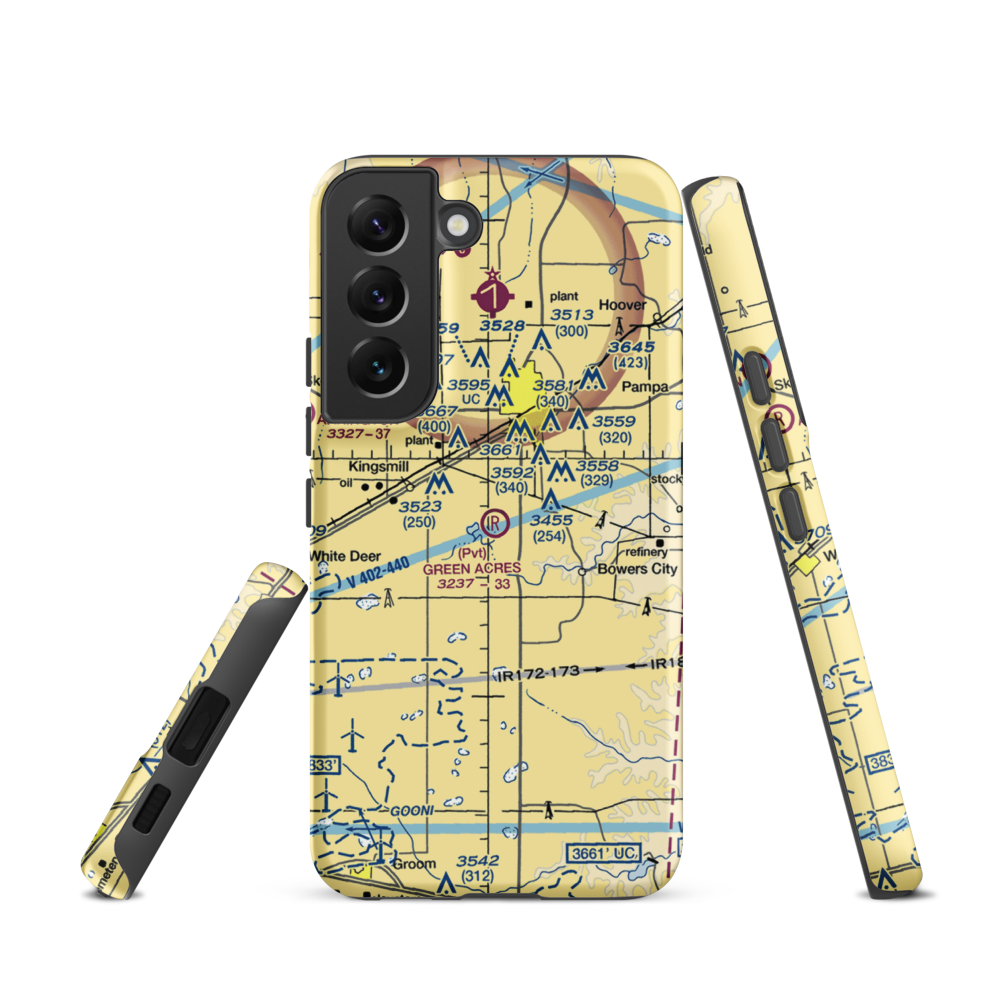 Green Acres Airfield (XS28) VFR Sectional Samsung Phone Case Samsung Galaxy S22 model shown