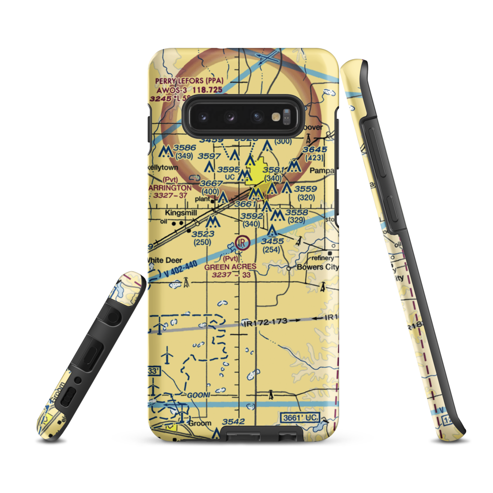 Green Acres Airfield (XS28) VFR Sectional Samsung Phone Case Samsung Galaxy S10 Plus model shown