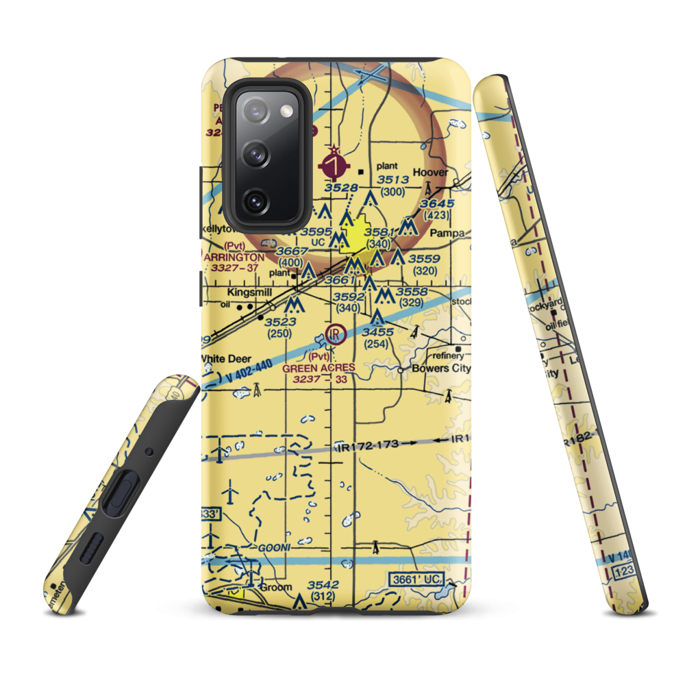 Green Acres Airfield (XS28) VFR Sectional Samsung Phone Case Samsung Galaxy S20 FE model shown