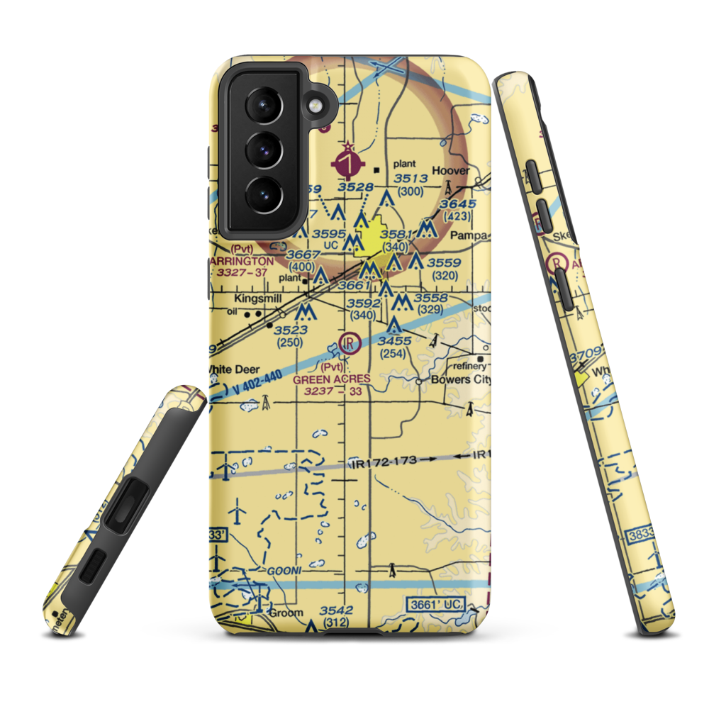Green Acres Airfield (XS28) VFR Sectional Samsung Phone Case Samsung Galaxy S21 FE model shown