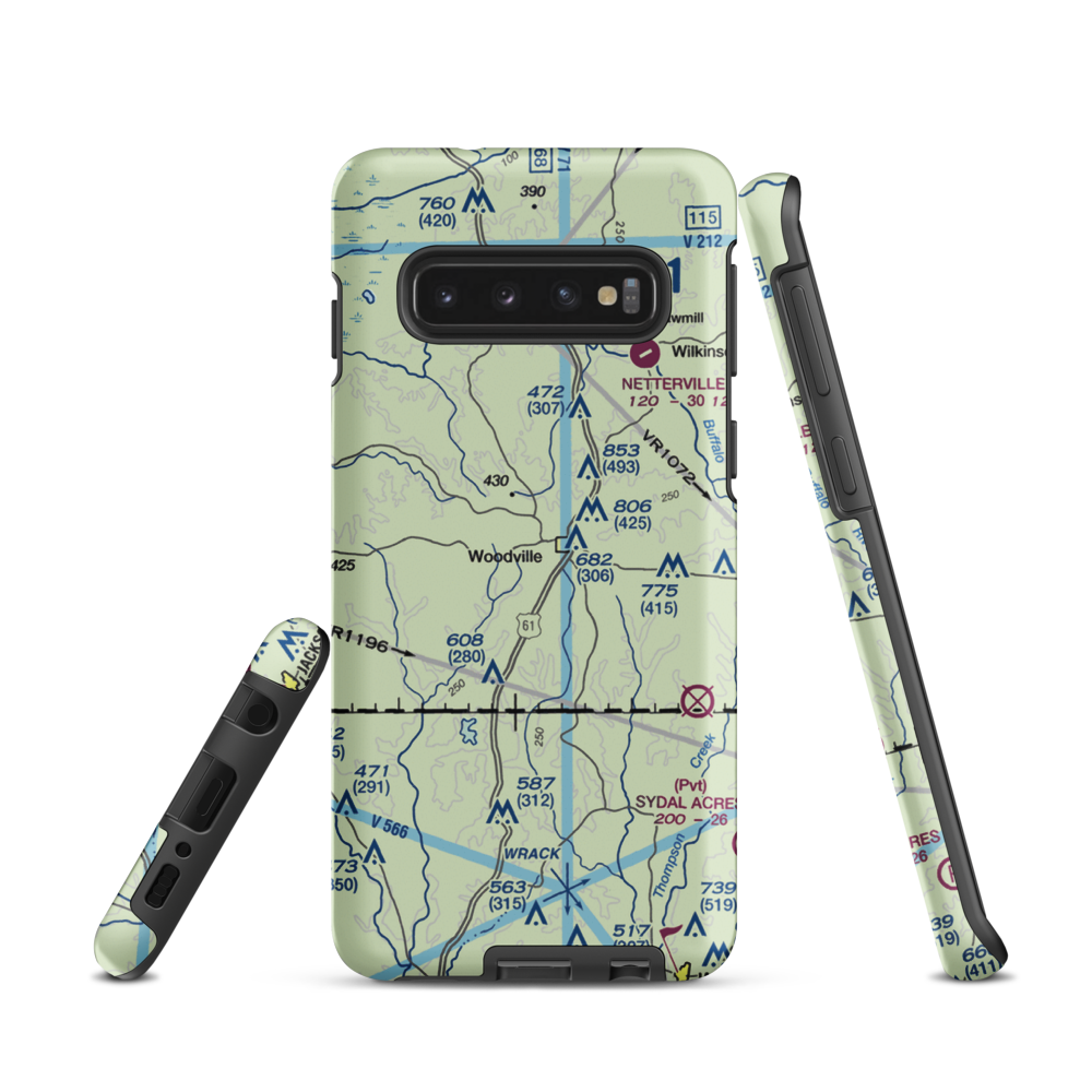 Green Acres Airport (12MS) VFR Sectional Samsung Phone Case Samsung Galaxy S10 model shown