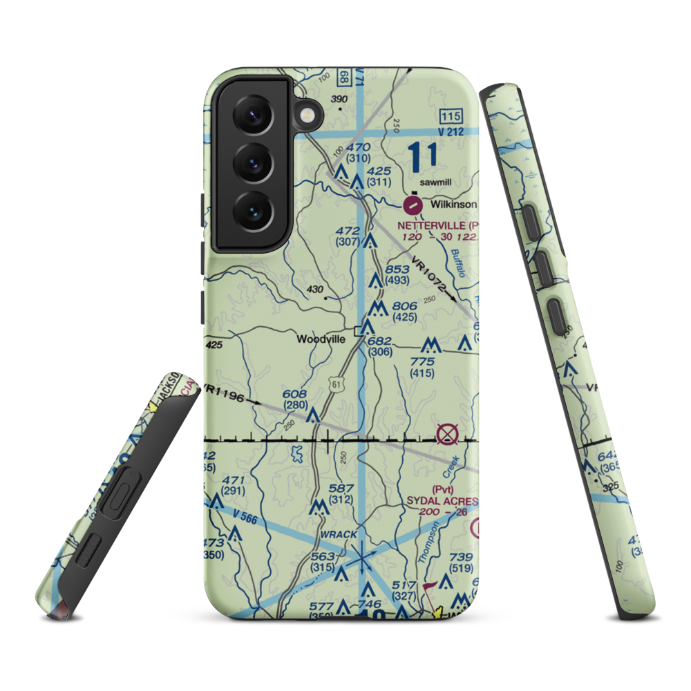Green Acres Airport (12MS) VFR Sectional Samsung Phone Case Samsung Galaxy S22 Plus model shown