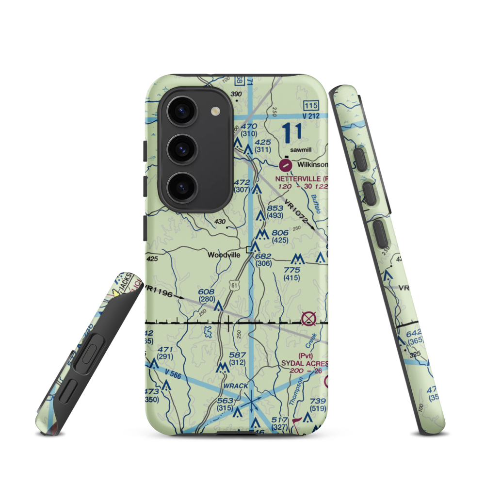 Green Acres Airport (12MS) VFR Sectional Samsung Phone Case Samsung Galaxy S23 model shown