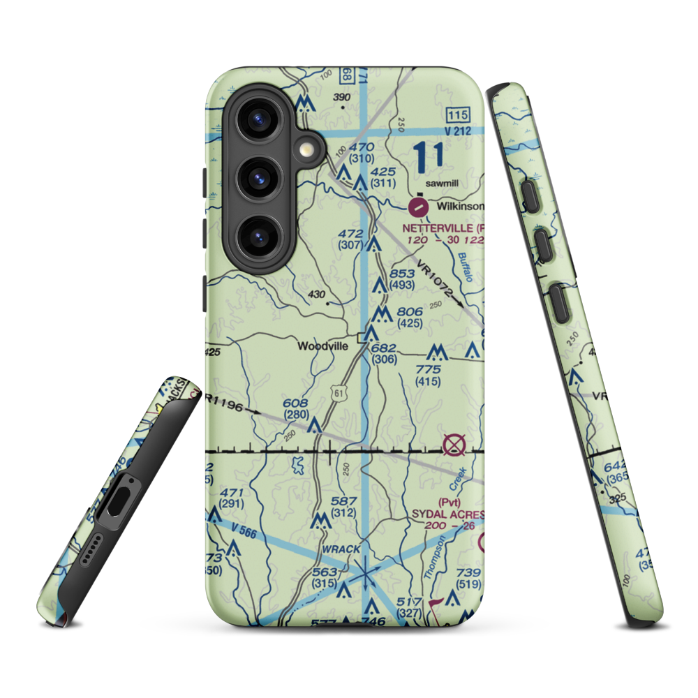 Green Acres Airport (12MS) VFR Sectional Samsung Phone Case Samsung Galaxy S24 Plus model shown