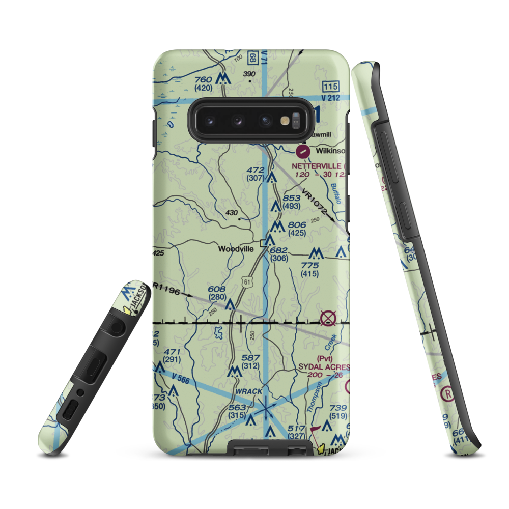 Green Acres Airport (12MS) VFR Sectional Samsung Phone Case Samsung Galaxy S10 Plus model shown