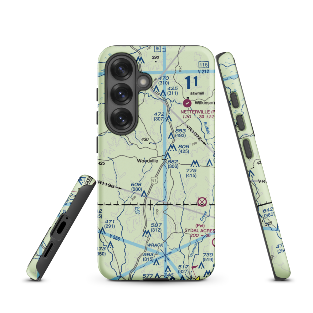 Green Acres Airport (12MS) VFR Sectional Samsung Phone Case Samsung Galaxy S25 model shown