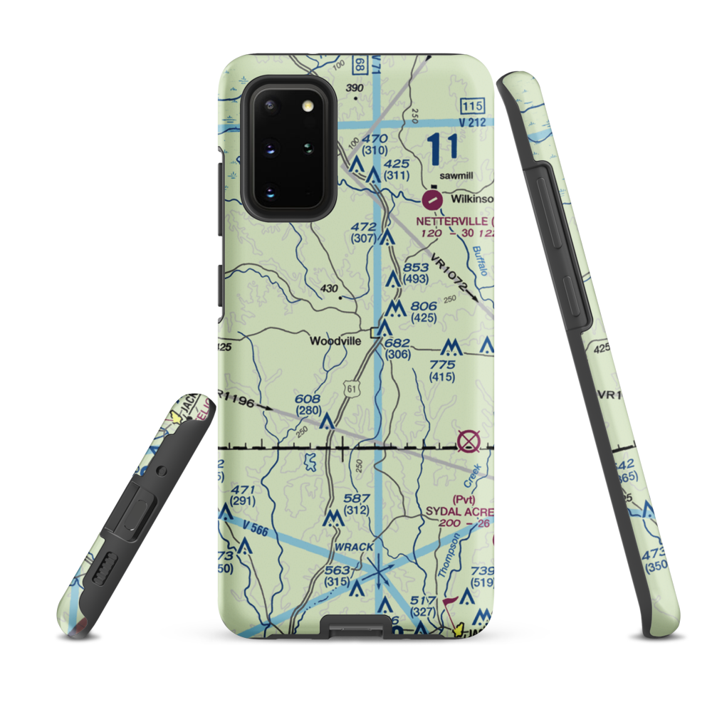 Green Acres Airport (12MS) VFR Sectional Samsung Phone Case Samsung Galaxy S20 Plus model shown