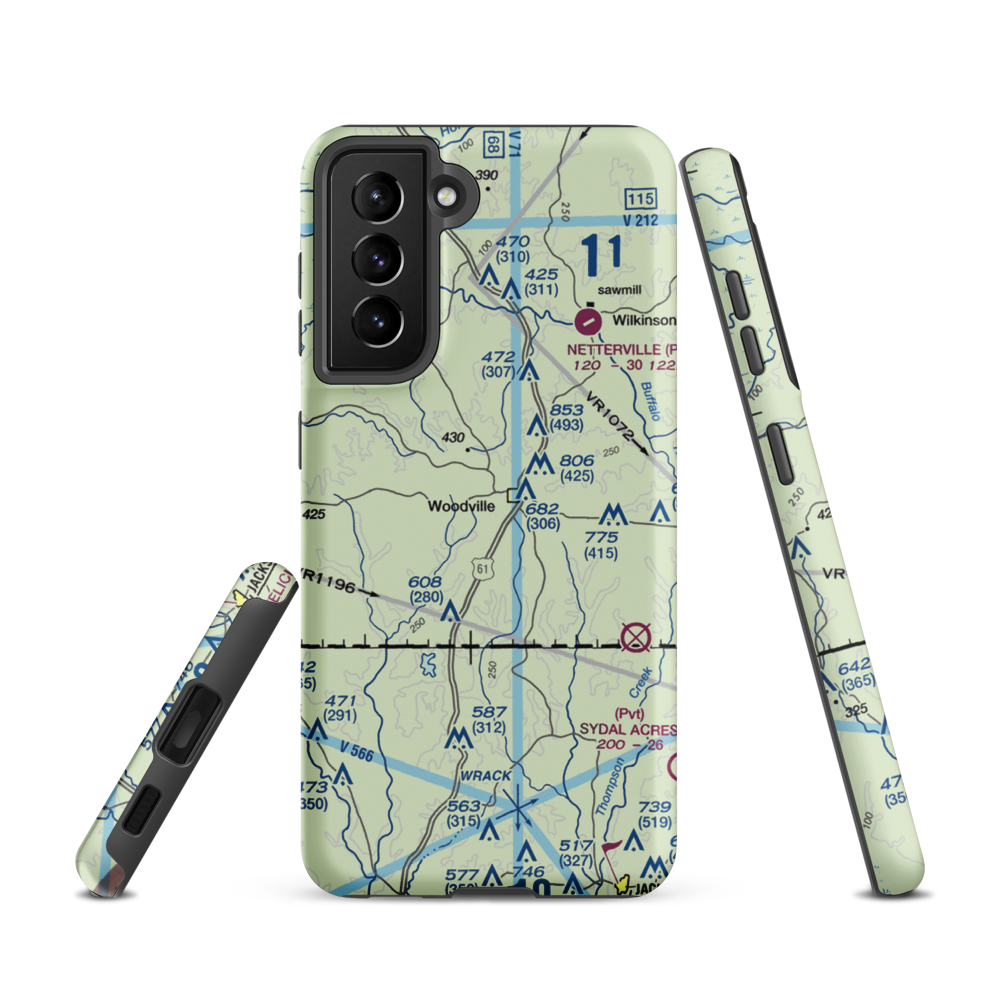 Green Acres Airport (12MS) VFR Sectional Samsung Phone Case Samsung Galaxy S21 model shown