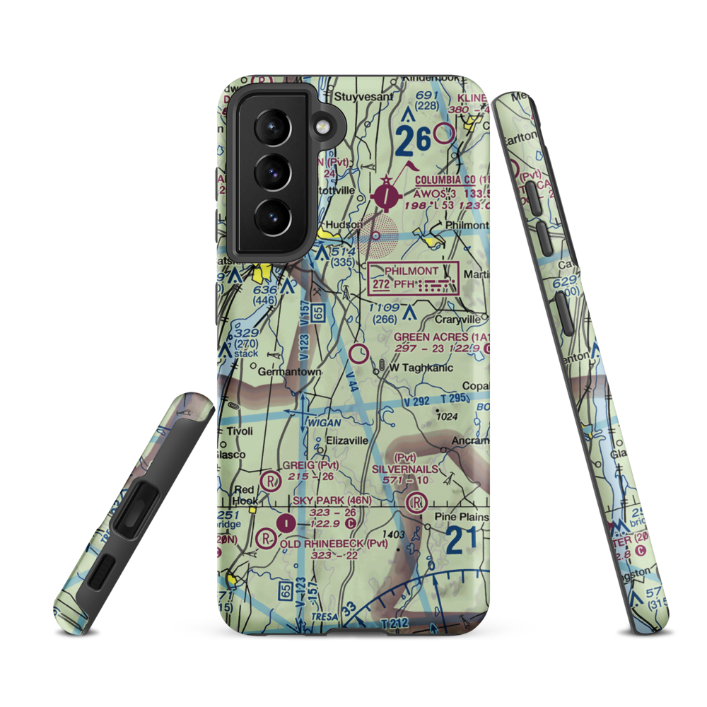 Green Acres Airport (1A1) VFR Sectional Samsung Phone Case Samsung Galaxy S21 FE model shown