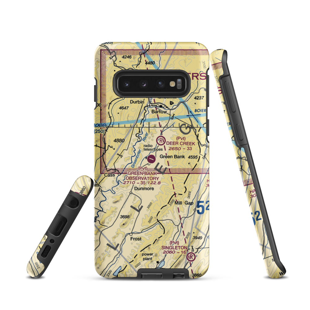 Green Bank Observatory Airport (WV52) VFR Sectional Samsung Phone Case Samsung Galaxy S10 model shown