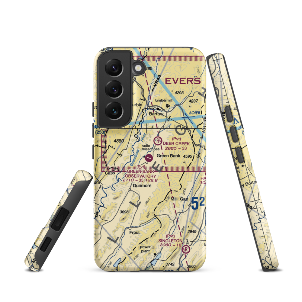 Green Bank Observatory Airport (WV52) VFR Sectional Samsung Phone Case Samsung Galaxy S22 model shown