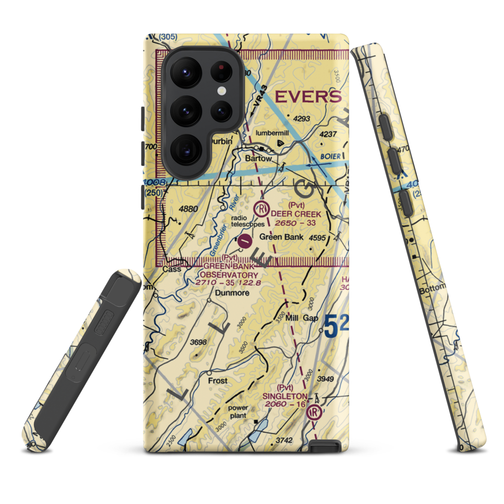 Green Bank Observatory Airport (WV52) VFR Sectional Samsung Phone Case Samsung Galaxy S22 Ultra model shown