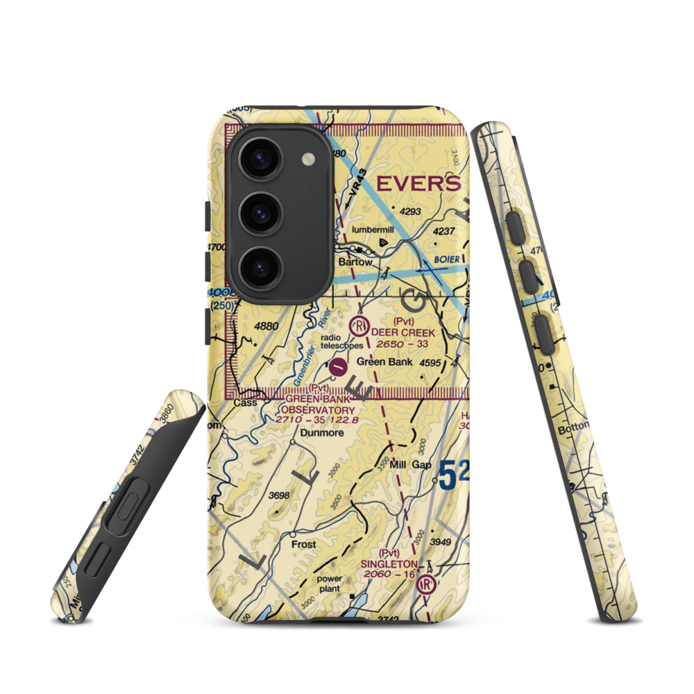 Green Bank Observatory Airport (WV52) VFR Sectional Samsung Phone Case Samsung Galaxy S23 model shown
