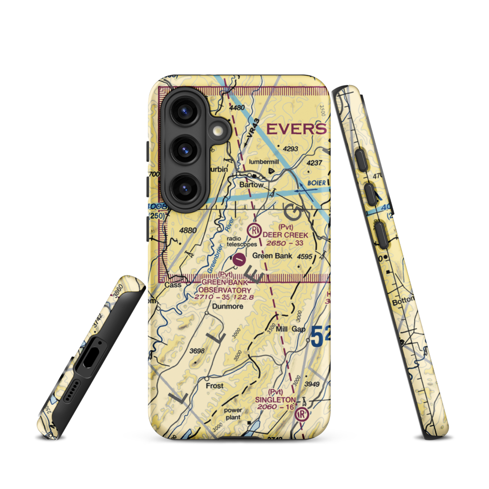 Green Bank Observatory Airport (WV52) VFR Sectional Samsung Phone Case Samsung Galaxy S24 model shown