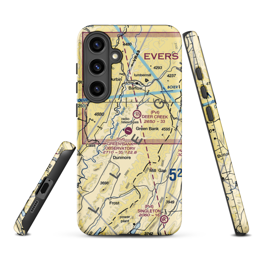 Green Bank Observatory Airport (WV52) VFR Sectional Samsung Phone Case Samsung Galaxy S24 Plus model shown