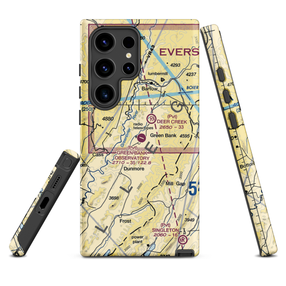 Green Bank Observatory Airport (WV52) VFR Sectional Samsung Phone Case Samsung Galaxy S24 Ultra model shown