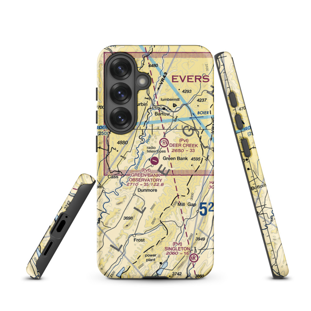 Green Bank Observatory Airport (WV52) VFR Sectional Samsung Phone Case Samsung Galaxy S25 model shown
