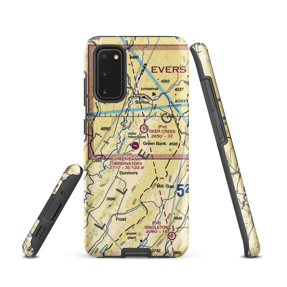 Green Bank Observatory Airport (WV52) VFR Sectional Samsung Phone Case Samsung Galaxy S20 model shown