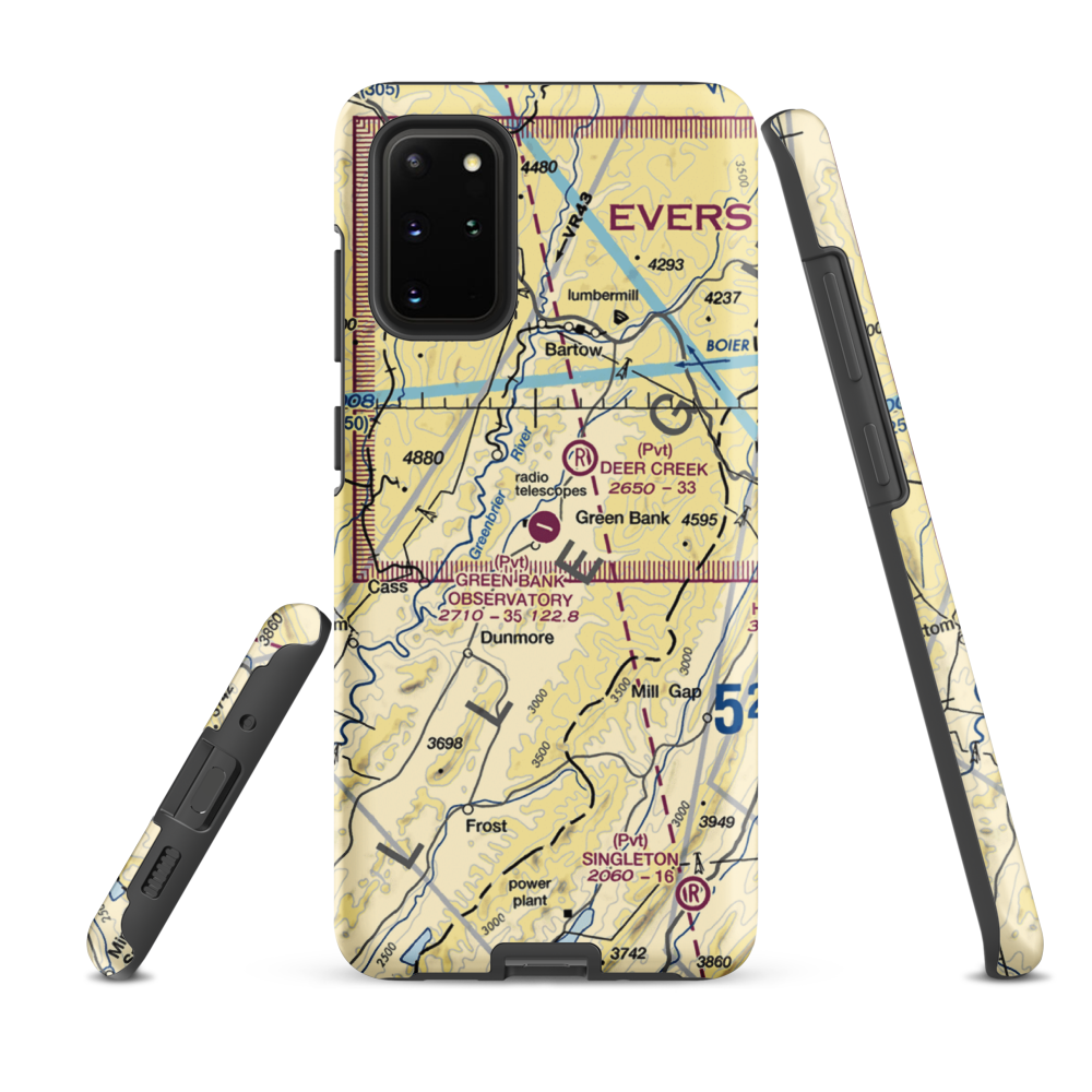Green Bank Observatory Airport (WV52) VFR Sectional Samsung Phone Case Samsung Galaxy S20 Plus model shown