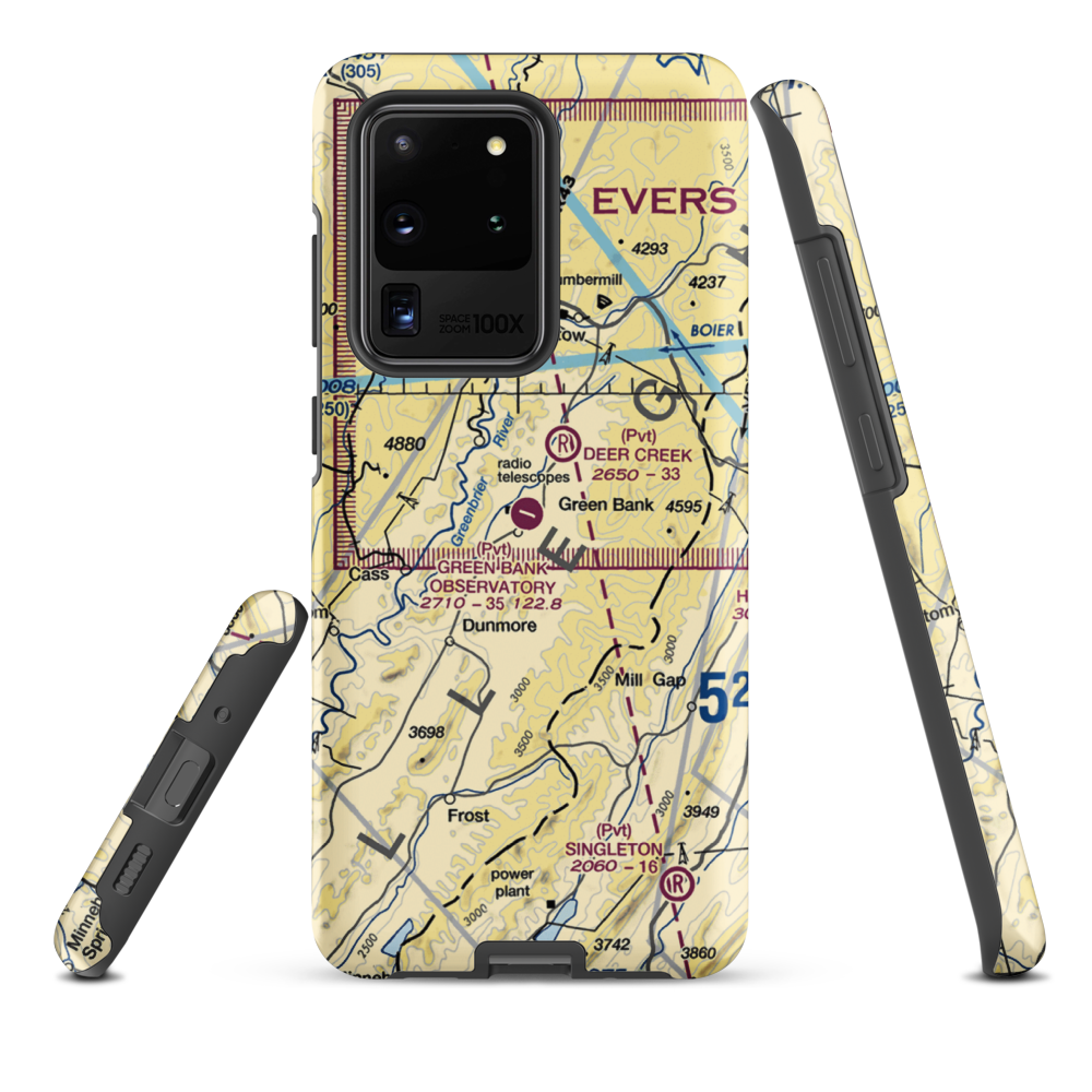 Green Bank Observatory Airport (WV52) VFR Sectional Samsung Phone Case Samsung Galaxy S20 Ultra model shown