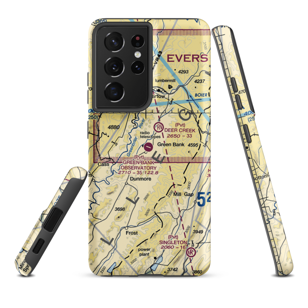 Green Bank Observatory Airport (WV52) VFR Sectional Samsung Phone Case Samsung Galaxy S21 Ultra model shown