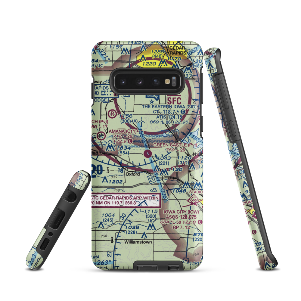 Green Castle Airport (IA24) VFR Sectional Samsung Phone Case Samsung Galaxy S10 model shown