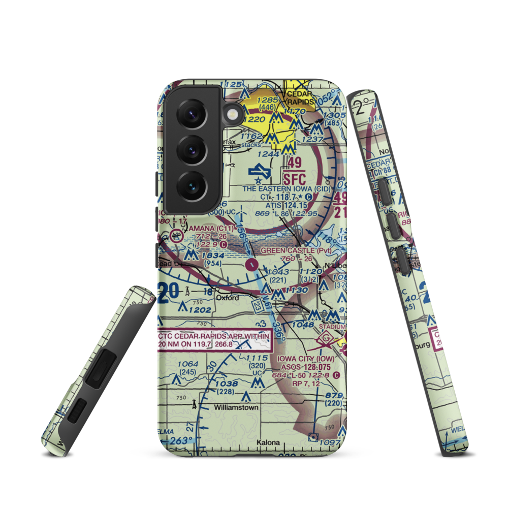 Green Castle Airport (IA24) VFR Sectional Samsung Phone Case Samsung Galaxy S22 model shown