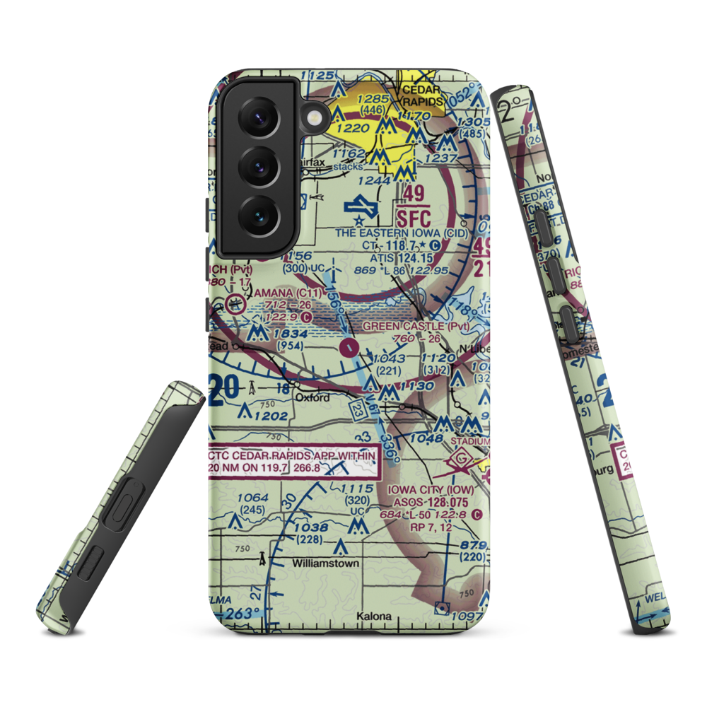 Green Castle Airport (IA24) VFR Sectional Samsung Phone Case Samsung Galaxy S22 Plus model shown