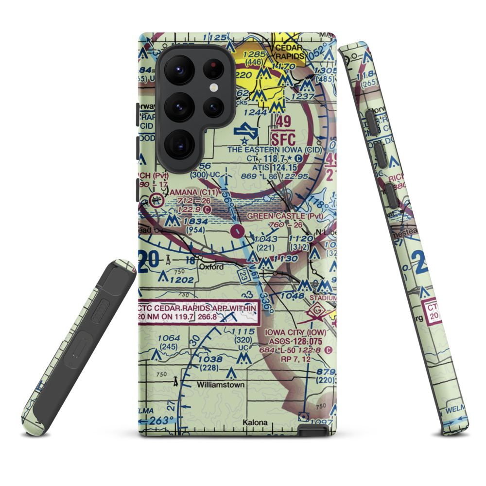 Green Castle Airport (IA24) VFR Sectional Samsung Phone Case Samsung Galaxy S22 Ultra model shown