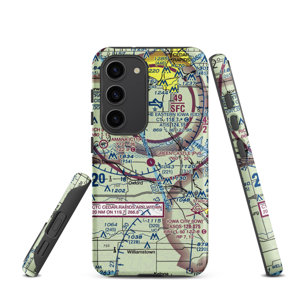 Green Castle Airport (IA24) VFR Sectional Samsung Phone Case Samsung Galaxy S23 model shown