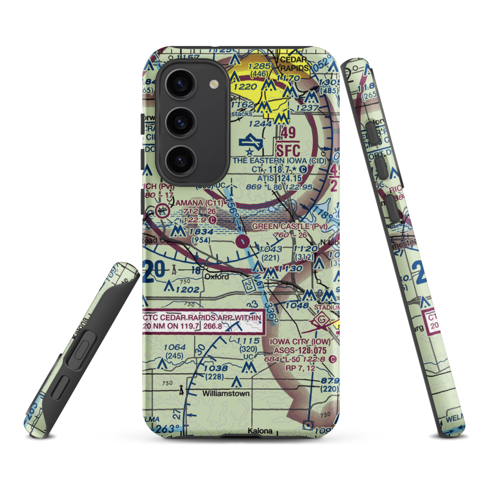 Green Castle Airport (IA24) VFR Sectional Samsung Phone Case Samsung Galaxy S23 Plus model shown