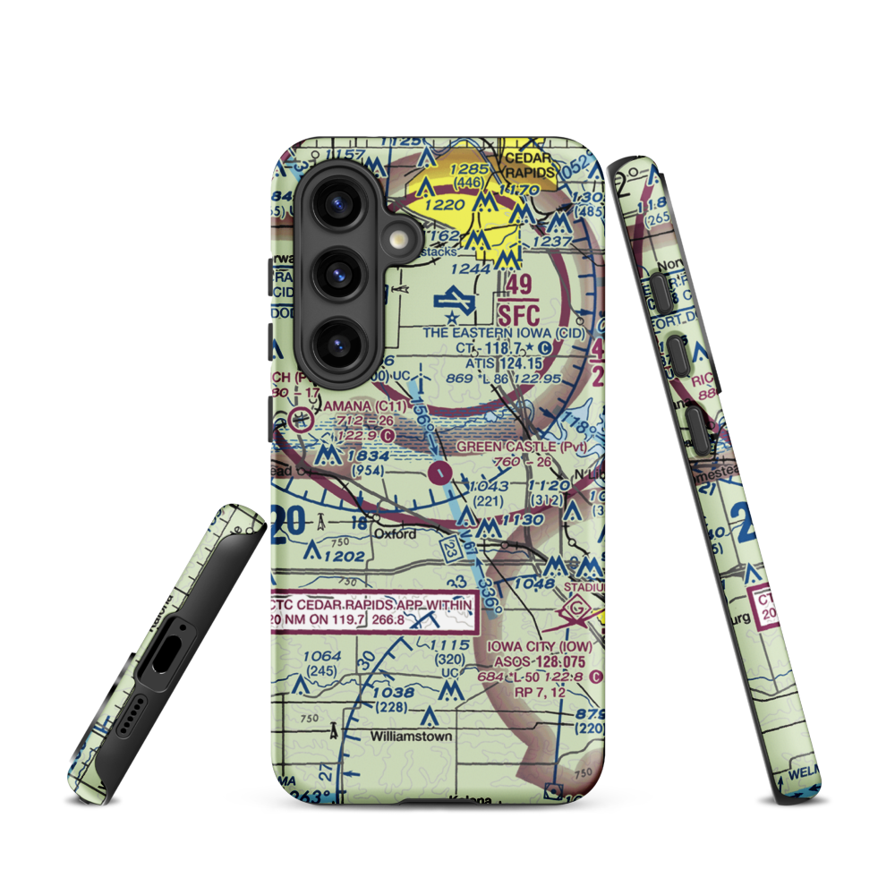 Green Castle Airport (IA24) VFR Sectional Samsung Phone Case Samsung Galaxy S24 model shown