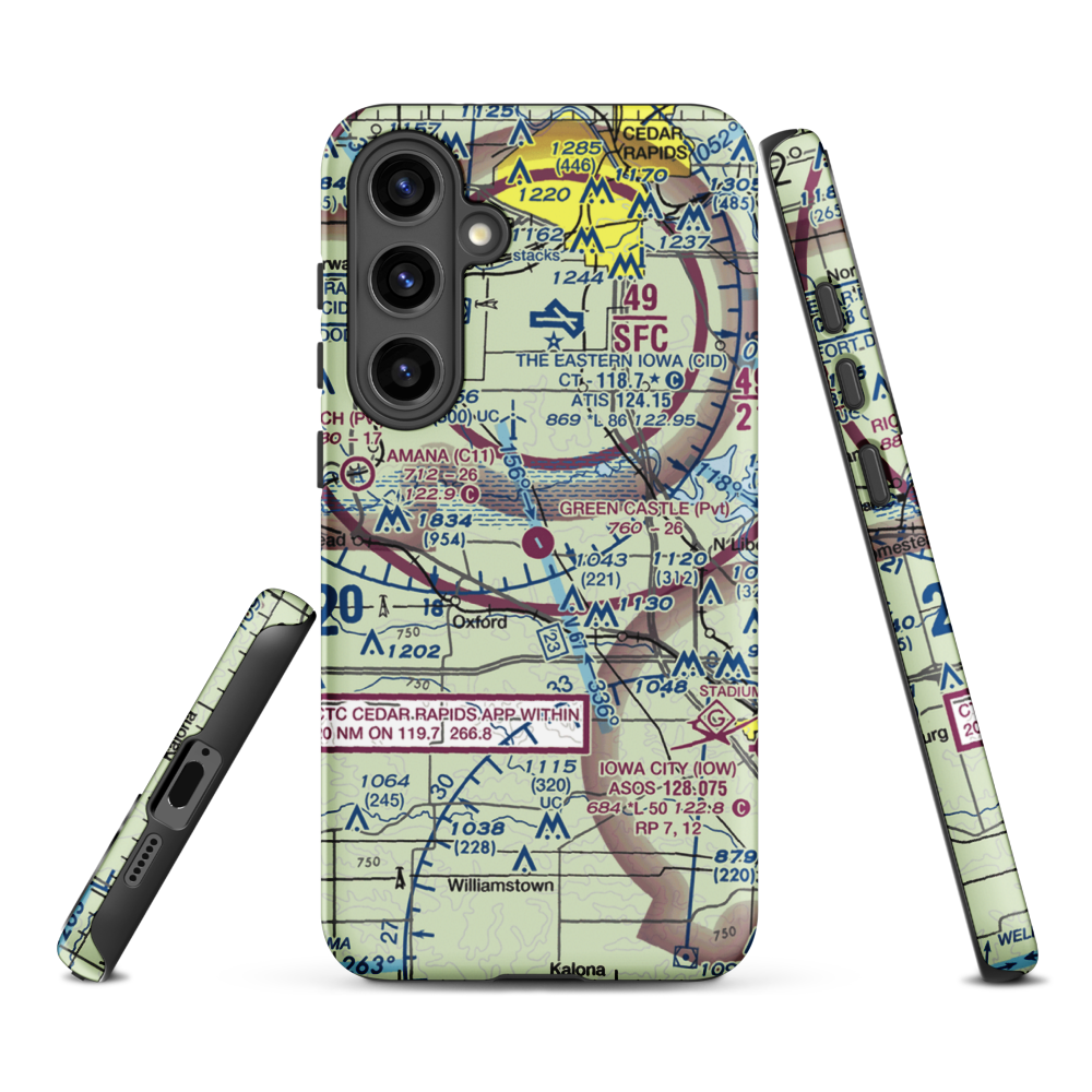 Green Castle Airport (IA24) VFR Sectional Samsung Phone Case Samsung Galaxy S24 Plus model shown
