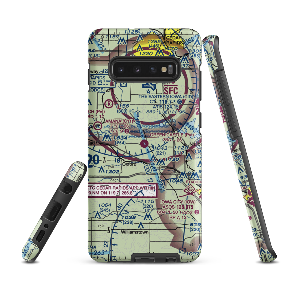 Green Castle Airport (IA24) VFR Sectional Samsung Phone Case Samsung Galaxy S10 Plus model shown