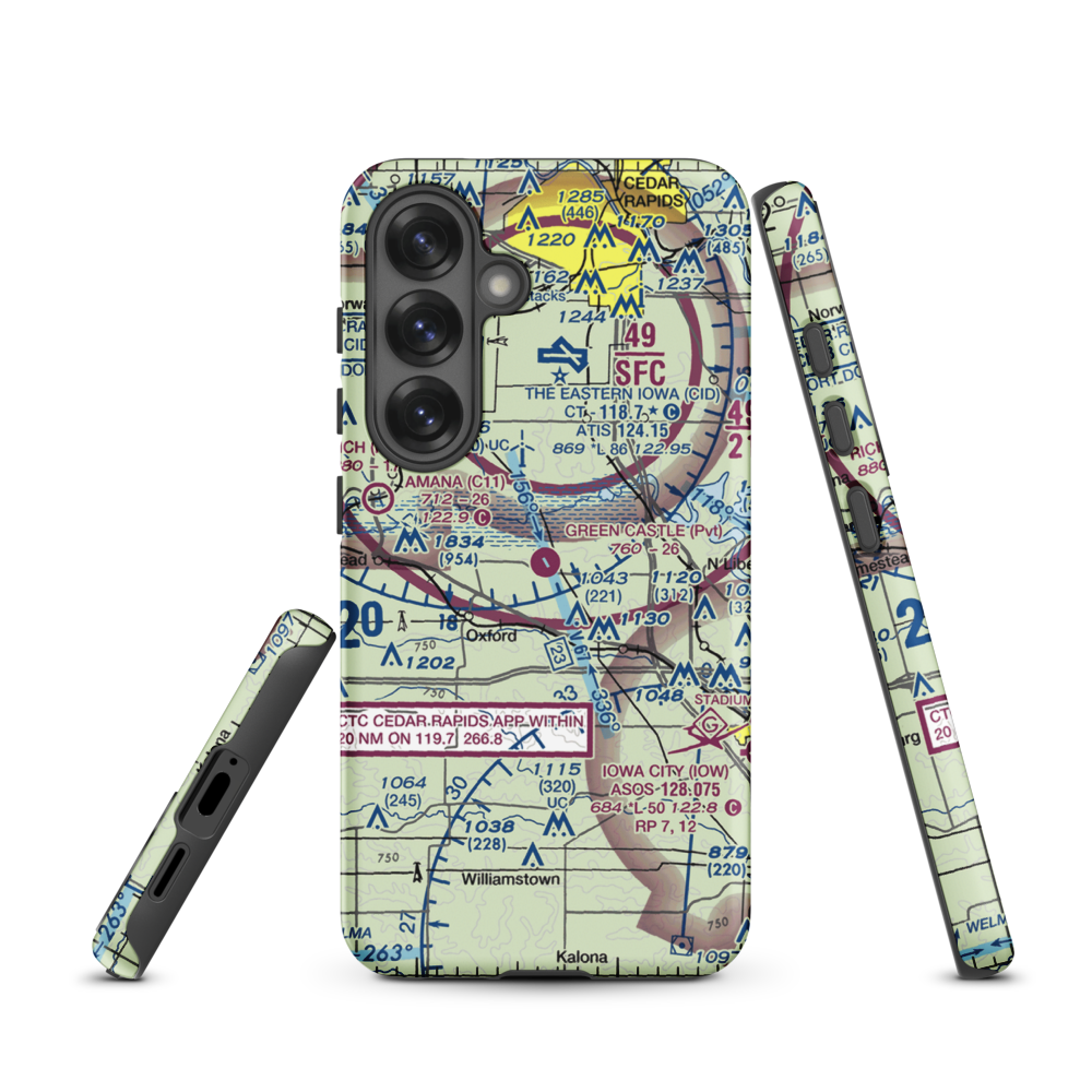 Green Castle Airport (IA24) VFR Sectional Samsung Phone Case Samsung Galaxy S25 model shown