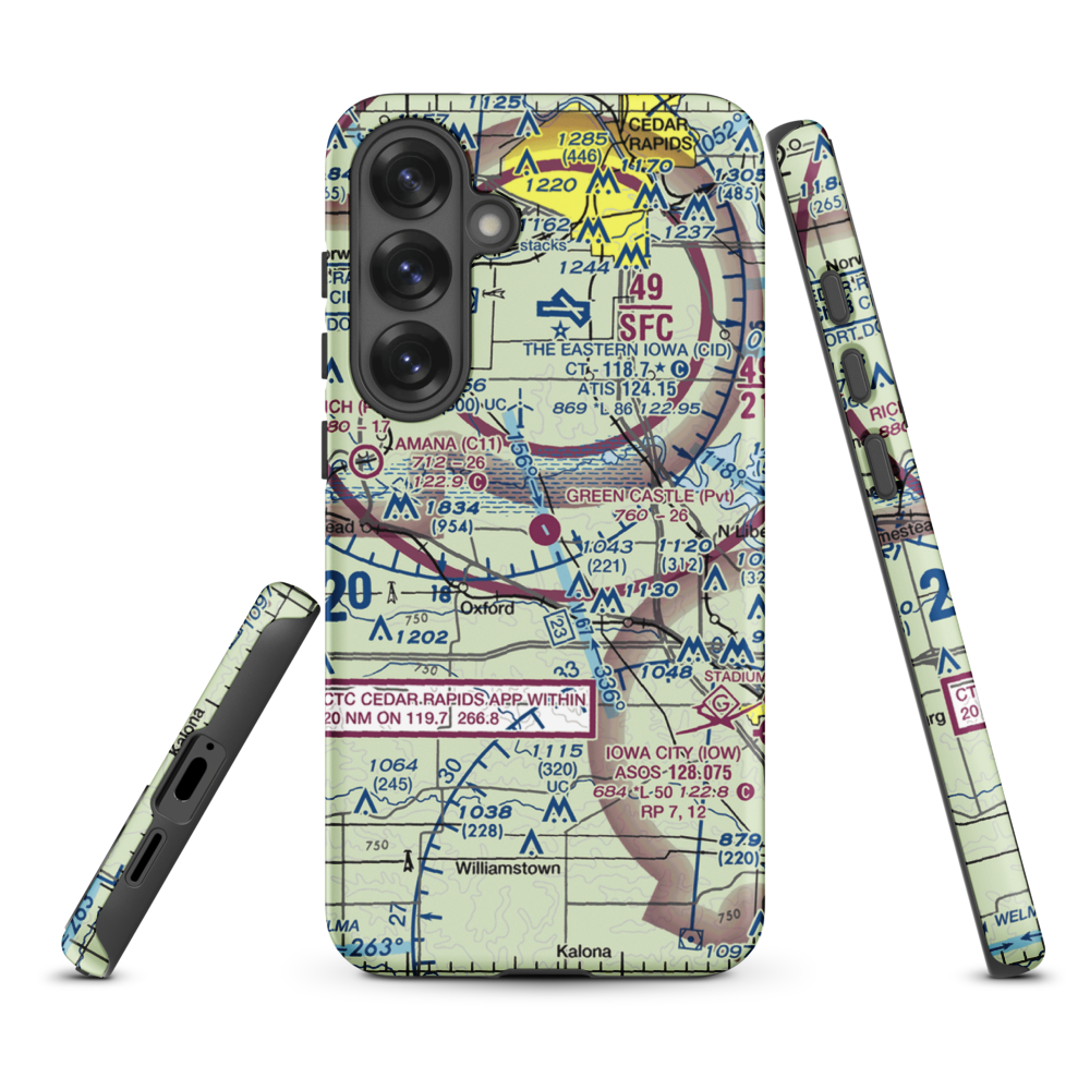 Green Castle Airport (IA24) VFR Sectional Samsung Phone Case Samsung Galaxy S25 Plus model shown