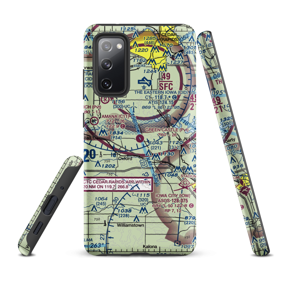 Green Castle Airport (IA24) VFR Sectional Samsung Phone Case Samsung Galaxy S20 FE model shown