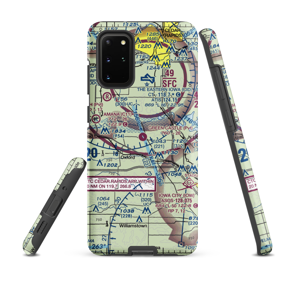 Green Castle Airport (IA24) VFR Sectional Samsung Phone Case Samsung Galaxy S20 Plus model shown