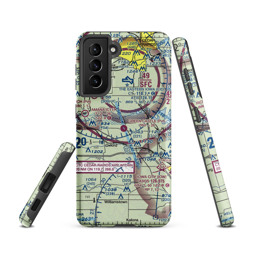 Green Castle Airport (IA24) VFR Sectional Samsung Phone Case Samsung Galaxy S21 model shown