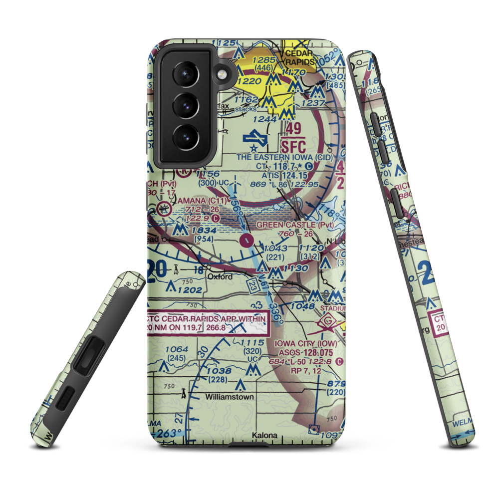 Green Castle Airport (IA24) VFR Sectional Samsung Phone Case Samsung Galaxy S21 FE model shown