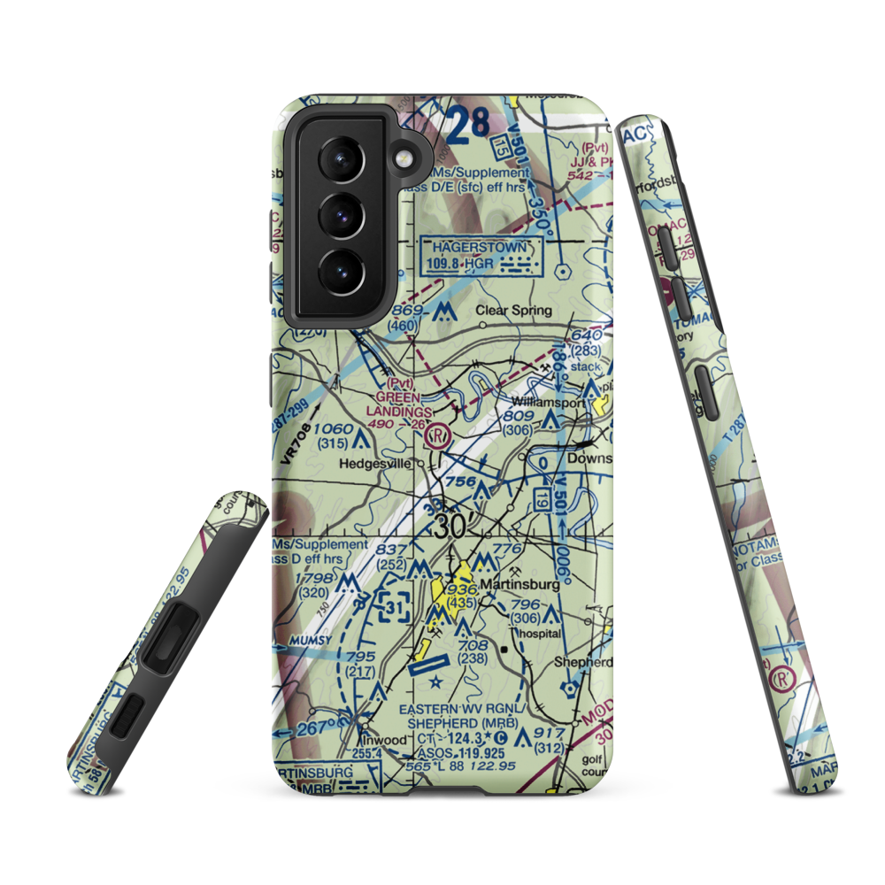 Green Landings Airport (WV22) VFR Sectional Samsung Phone Case Samsung Galaxy S21 FE model shown