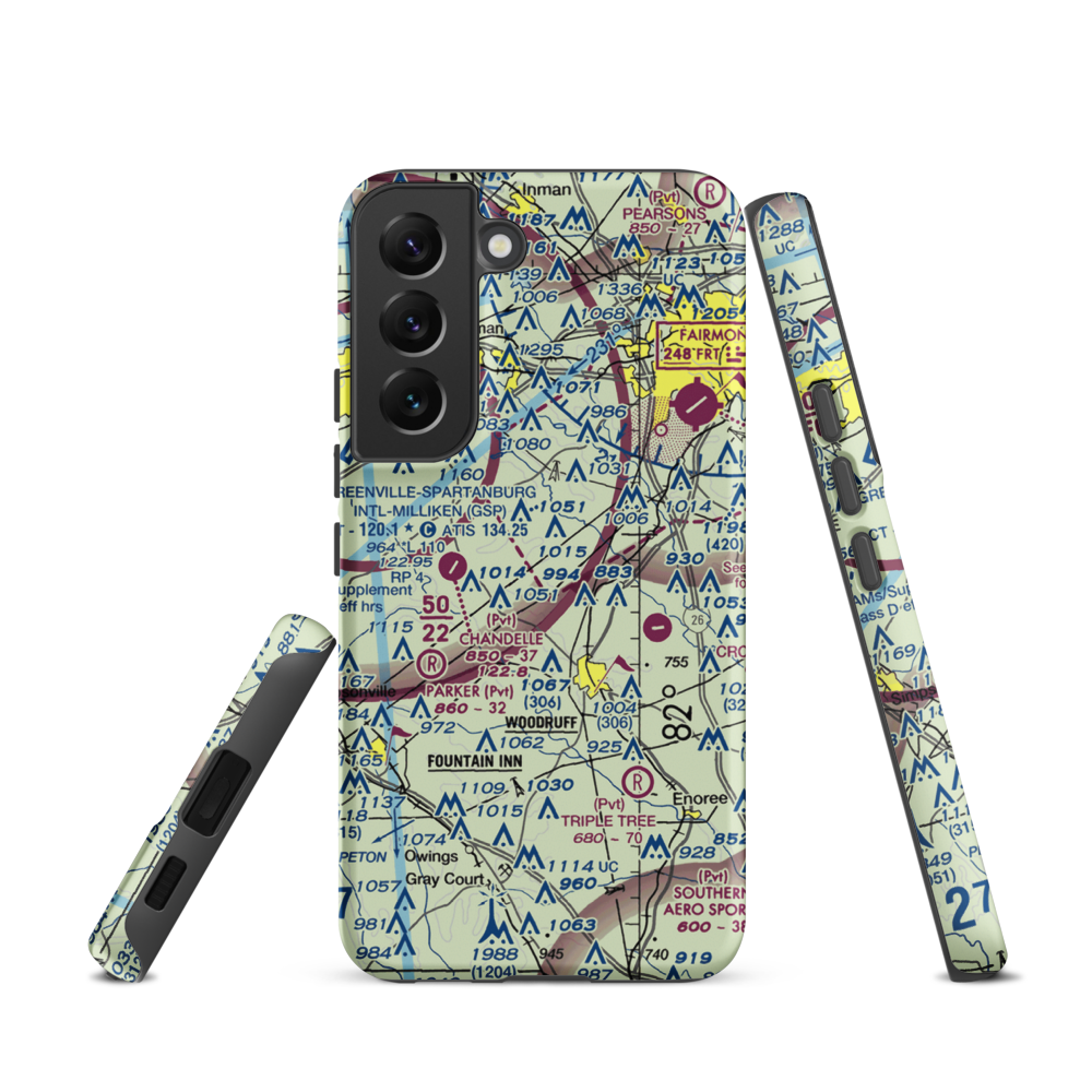 Green Pond Airport (SC39) VFR Sectional Samsung Phone Case Samsung Galaxy S22 model shown