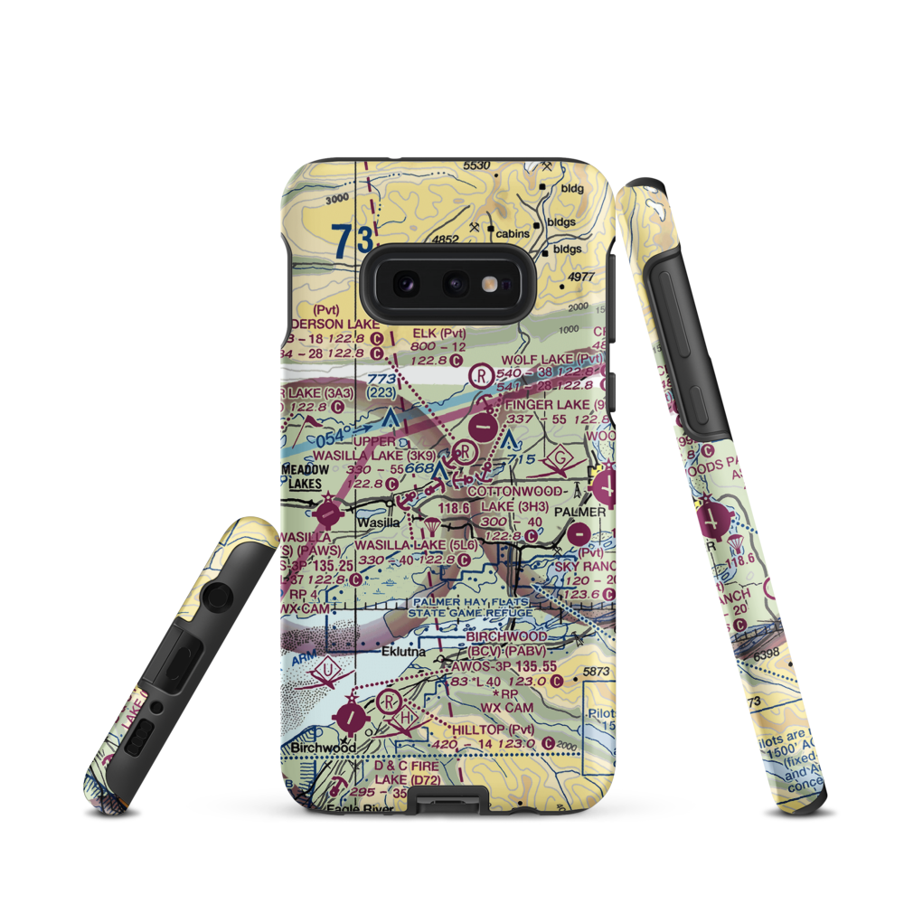 Green's Strip (AK65) VFR Sectional Samsung Phone Case Samsung Galaxy S10e model shown
