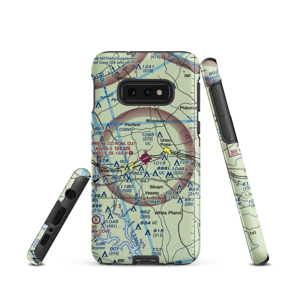 Greene County Regional Airport (3J7) VFR Sectional Samsung Phone Case Samsung Galaxy S10e model shown
