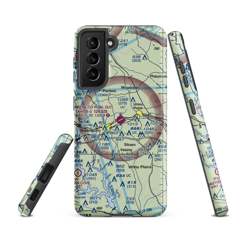 Greene County Regional Airport (3J7) VFR Sectional Samsung Phone Case Samsung Galaxy S21 FE model shown