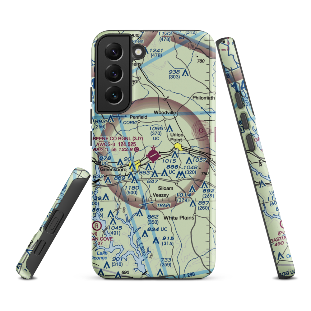 Greene County Regional Airport (3J7) VFR Sectional Samsung Phone Case Samsung Galaxy S22 Plus model shown