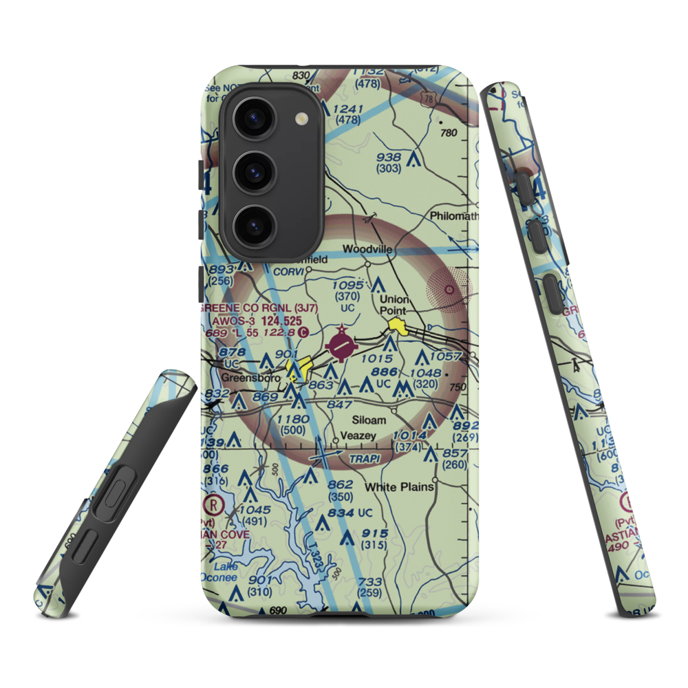 Greene County Regional Airport (3J7) VFR Sectional Samsung Phone Case Samsung Galaxy S23 Plus model shown